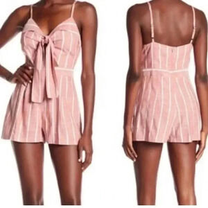 Ten Sixty Sherman Size Large Striped Linen Cut Out Romper Casual Brunch Party